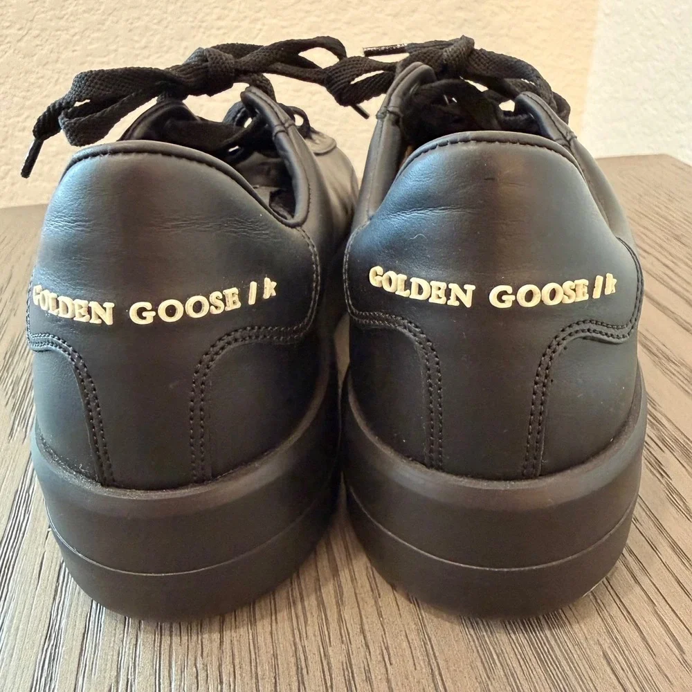 Golden‎ Goose Pure-Star Black Leather Platform Sneakers Made in Italy GGDB 38